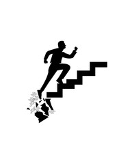 Fototapeta na wymiar silhouette of a man running up the stairs