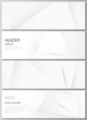 Fototapeta premium Vector layout of headers, banner design templates for website footer design, horizontal flyer design, website header background. Halftone effect decoration with dots. Dotted pop art pattern decoration