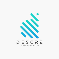 Fototapeta premium letter D logo design template with line colorful element. This logo has the meaning of information, data, finger print, group, community, progress, growth. Technology digital concept.- vector