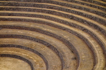 Fototapeta na wymiar Moray archaeological site, Peru. Inca circular agriculture terraces