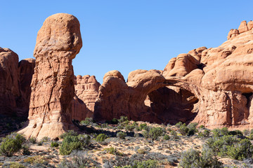 Fototapeta na wymiar Travel and Tourism - Scenes of the Western United States. Red Rock Formations Near Canyonlands National Park, Utah.