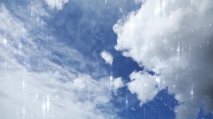 Clouds time lapse with binary data animation.
