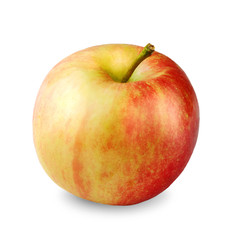 Yellow red apple isolated on white background. Fresh beutiful apple.