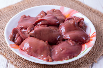 Raw chicken liver in a bowl