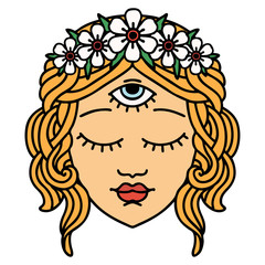 traditional tattoo of female face