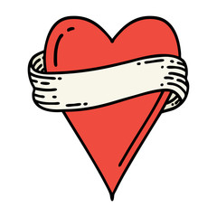 traditional tattoo of a heart and banner