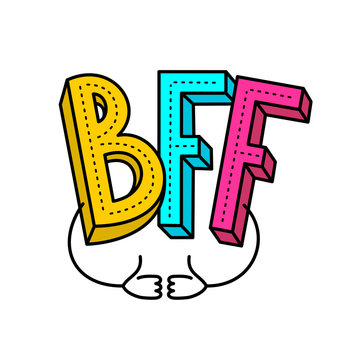 BFF - best friends forever colorful logo. With two like hands with thumbs up. Adjustable stroke width.