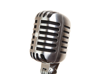 Naklejka premium vintage microphone isolated on white