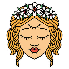 traditional tattoo of female face with third eye