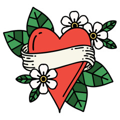 traditional tattoo of a heart and banner