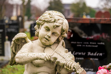 der Engel mit der Geige auf einem Friedhof in Holland 