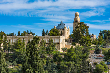 Fototapeta na wymiar Israel, Jerusalem, Hagia Maria Sion Abbey Dormition Abbey Old City near the Zion Gate. It was formerly known as the Abbe