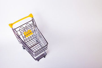 Shopping cart concept of shopping and sales, retail and shops.