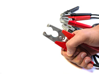 Starting wires, red and blue terminals.