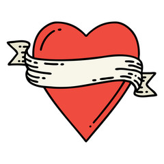 traditional tattoo of a heart and banner