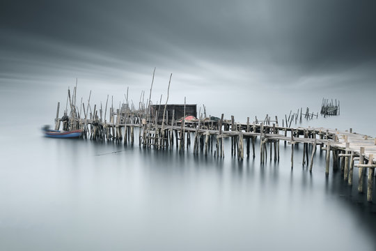 Wooden jetty, Cais Palafitico da Carrasqueira, Comporta,  Portugal