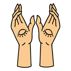 traditional tattoo of mystic hands