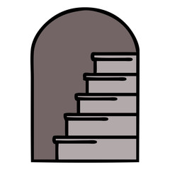 traditional tattoo of a doorway to steps