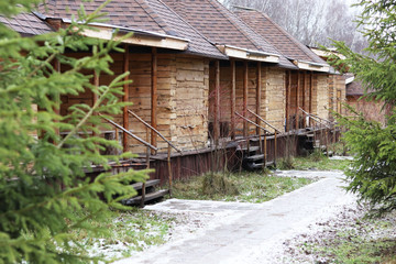 old wooden houses in the village