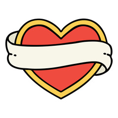 traditional tattoo of a heart and banner