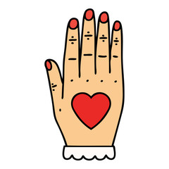 traditional tattoo of a hand