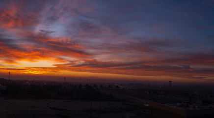 Amazing sunrise and cloud formations over Al-Khobar, Eastern Saudi Arabia 