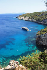 Greek coast of the mediterranean sea with boat
