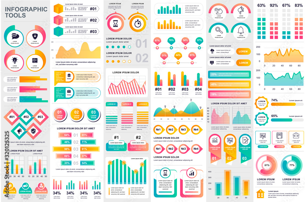 Fototapete bundle infographic elements data visualization vector design template. can be used for steps, busine