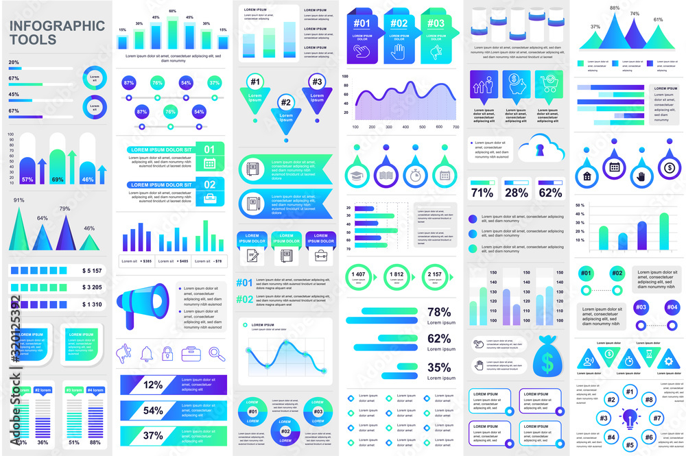 Fototapete bundle infographic elements data visualization vector design template. can be used for steps, busine