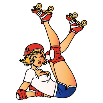 tattoo of a pinup roller derby girl