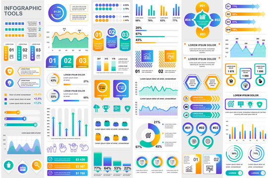 Bundle infographic elements data visualization vector design template. Can be used for steps, business processes, workflow, diagram, flowchart concept, timeline, marketing icons, info graphics.