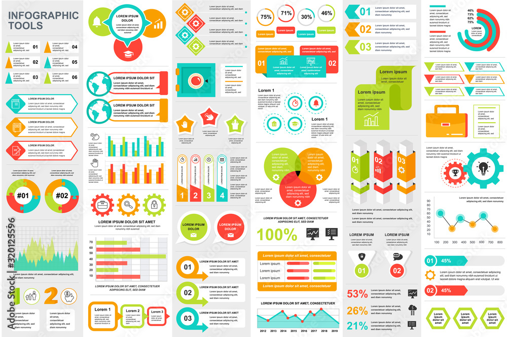 Fototapete bundle infographic elements data visualization vector design template. can be used for steps, busine