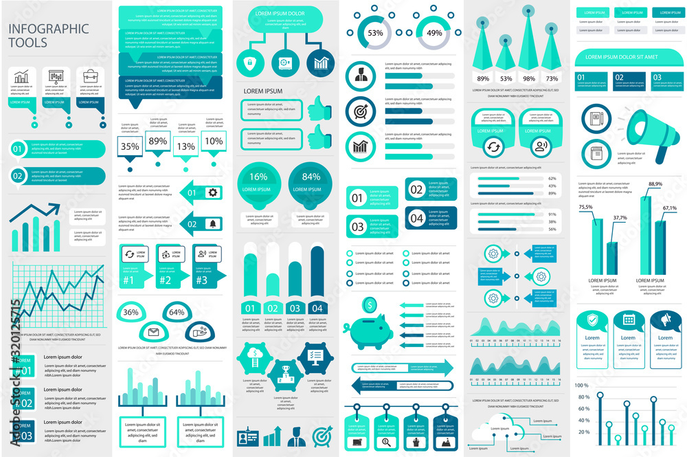 Fototapete bundle infographic elements data visualization vector design template. can be used for steps, busine