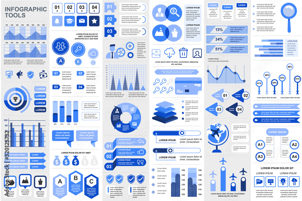 Aufkleber bundle infographic elements data visualization vector design template. can be used for steps, busine