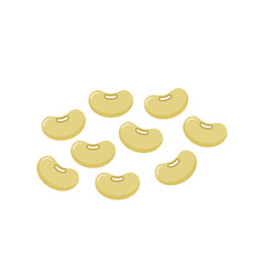 Kidney beans isolated on white background. Pile of white beige lima beans. Great Northern Beans. Legume family. Vegan or vegetarian food. Protein source. Vector illustration, flat style, clip art.