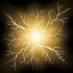 Thunder energy. Realistic electricity lightning flash bolt or thunderbolt 