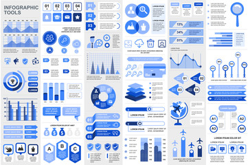 Bundle infographic elements data visualization vector design template. Can be used for steps, business processes, workflow, diagram, flowchart concept, timeline, marketing icons, info graphics.