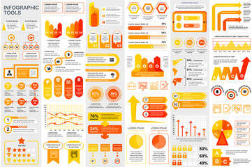 Bundle infographic elements data visualization vector design template. Can be used for steps, business processes, workflow, diagram, flowchart concept, timeline, marketing icons, info graphics.