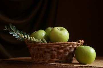 Fresh apples on a dark background	