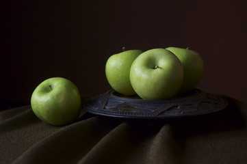 Fresh apples on a dark background	