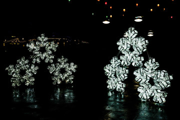 Snowflake lights at Riverfront Park in Spokane, Washington USA