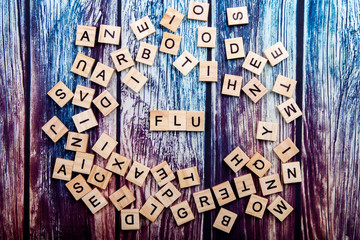 flu wooden word frame