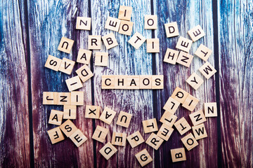 chaos wooden word frame