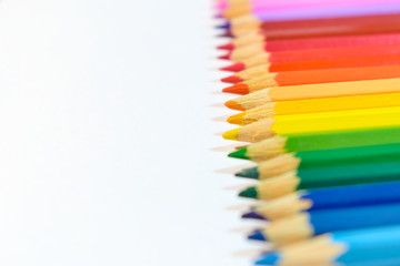 Row of different colored pencils