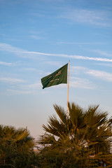 Saudi Arabia flag waving in the wind, Al Khobar, Eastern Saudi Arabia
