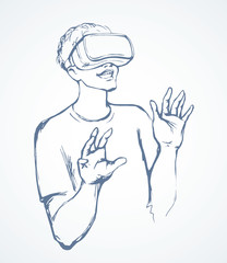 Virtual reality mask. Vector drawing