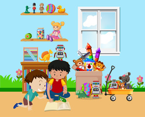 Scene with kids playing in the room