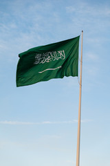 Saudi Arabia flag waving in the wind, Al Khobar, Eastern Saudi Arabia