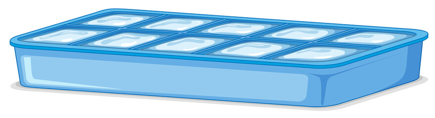 Ice tray filled with ice on white background