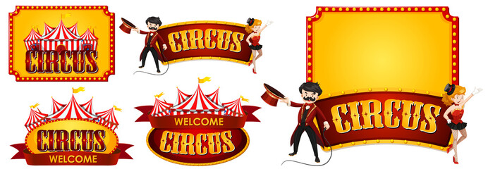 Sticker design templates for circus - obrazy, fototapety, plakaty